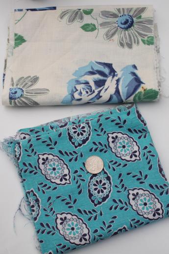 photo of lot of vintage cotton print quilting fabric and original old feed sack prints #12