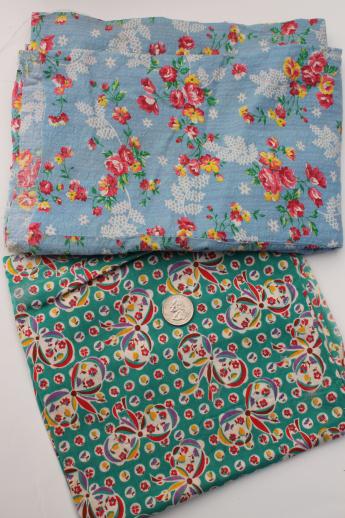 photo of lot of vintage cotton print quilting fabric and original old feed sack prints #18