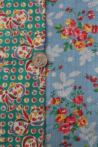 photo of lot of vintage cotton print quilting fabric and original old feed sack prints #19