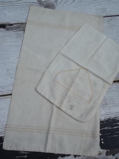 photo of lot of vintage cotton sugar sacks, primitive old feed sack fabric #2