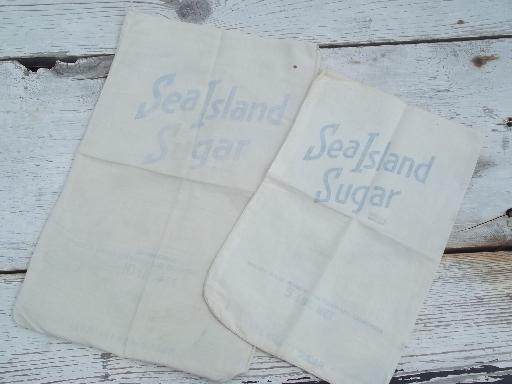 photo of lot of vintage cotton sugar sacks, primitive old feed sack fabric #3