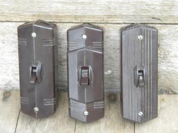 catalog photo of lot of vintage deco bakelite architectural surface mount switches