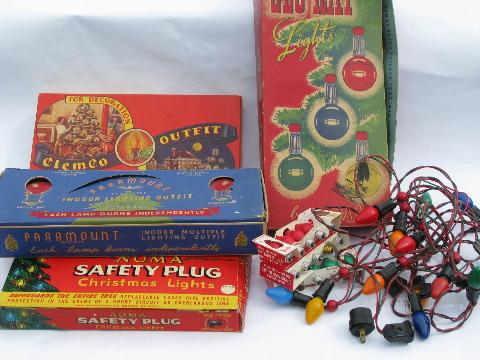 photo of lot of vintage electric Christmas tree lights w/ original old boxes #1