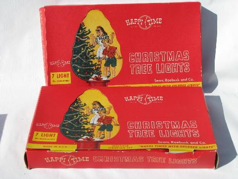 photo of lot of vintage electric Christmas tree lights w/ original old boxes #2