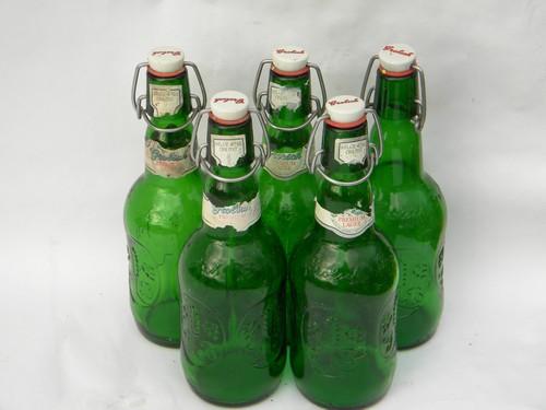 photo of lot of vintage green glass Grolsch flip top beer bottles for homebrew #1