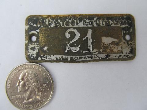 photo of lot of vintage industrial stamped brass locker number tags #3