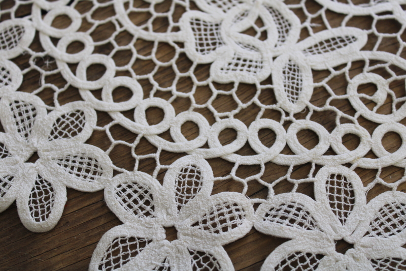 photo of lot of vintage lace runners, table mats & doilies, machine made cotton lace #2