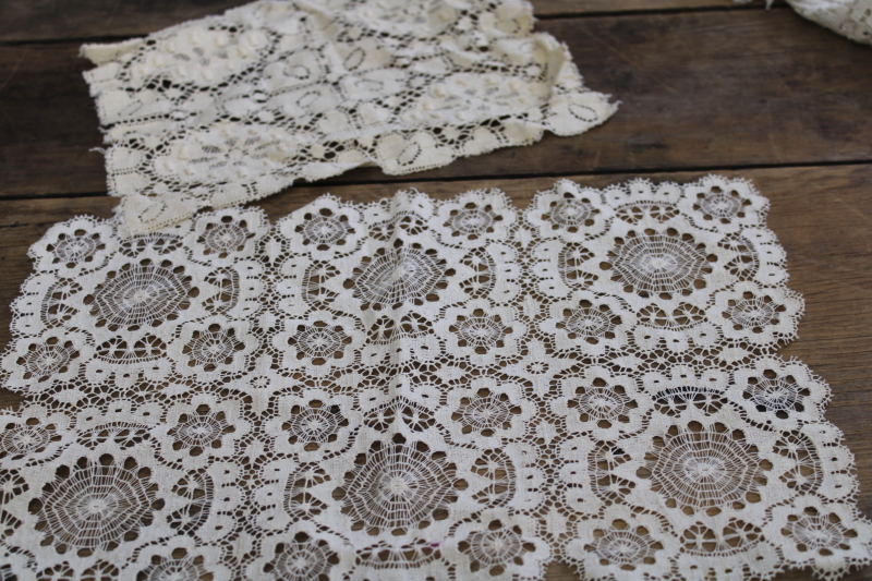 photo of lot of vintage lace runners, table mats & doilies, machine made cotton lace #6