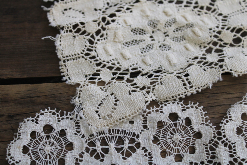 photo of lot of vintage lace runners, table mats & doilies, machine made cotton lace #7