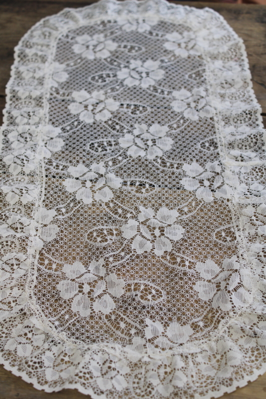 photo of lot of vintage lace runners, table mats & doilies, machine made cotton lace #8