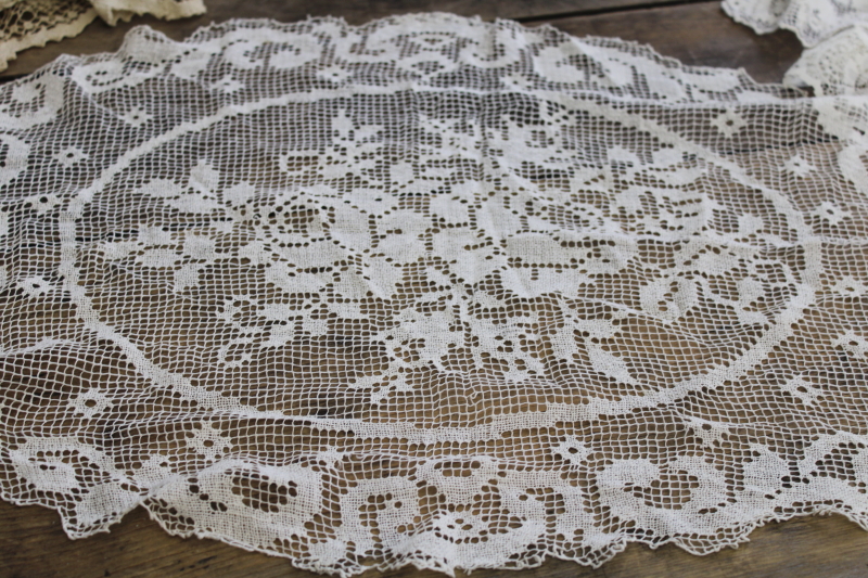 photo of lot of vintage lace runners, table mats & doilies, machine made cotton lace #15