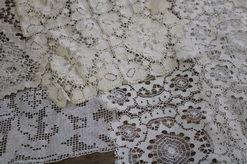 photo of lot of vintage lace runners, table mats & doilies, machine made cotton lace #17