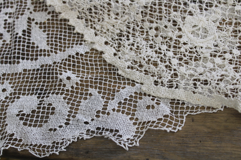 photo of lot of vintage lace runners, table mats & doilies, machine made cotton lace #18