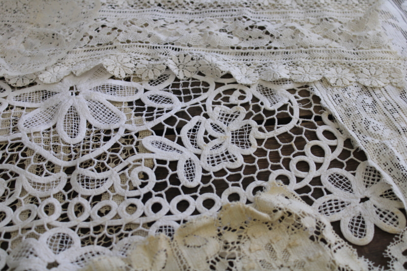 photo of lot of vintage lace runners, table mats & doilies, machine made cotton lace #19