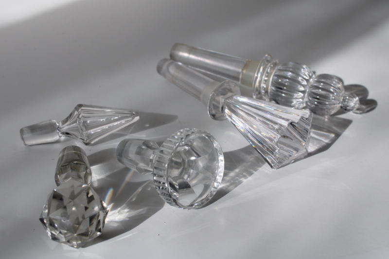 photo of lot of vintage lead crystal stoppers for decanters, liquor or wine bar bottles  #3