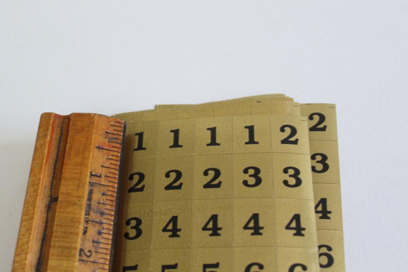 photo of lot of vintage letters & numbers sign / label stickers, metallic gold w/ black #4