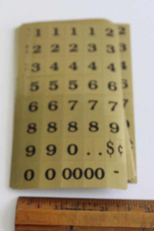 photo of lot of vintage letters & numbers sign / label stickers, metallic gold w/ black #5