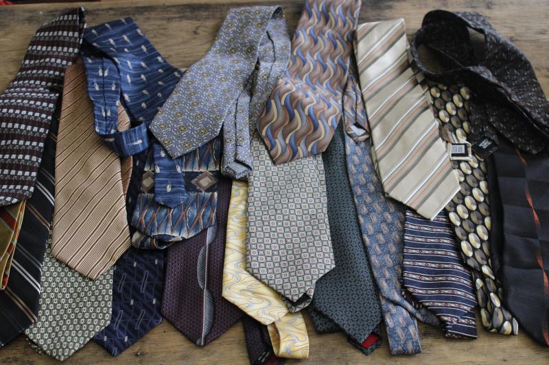 photo of lot of vintage neckties, silk ties for upcycle projects, crafts, sewing fabric #1