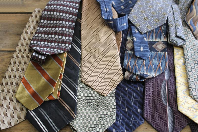 photo of lot of vintage neckties, silk ties for upcycle projects, crafts, sewing fabric #2