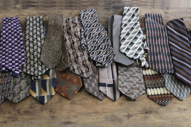 photo of lot of vintage neckties, silk ties for upcycle projects, crafts, sewing fabric #1