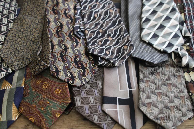 photo of lot of vintage neckties, silk ties for upcycle projects, crafts, sewing fabric #3