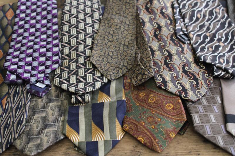 photo of lot of vintage neckties, silk ties for upcycle projects, crafts, sewing fabric #4