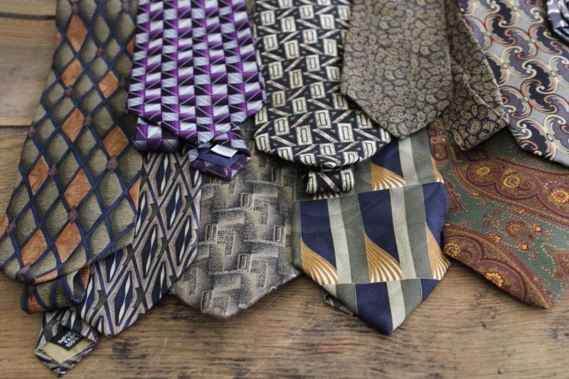 photo of lot of vintage neckties, silk ties for upcycle projects, crafts, sewing fabric #5