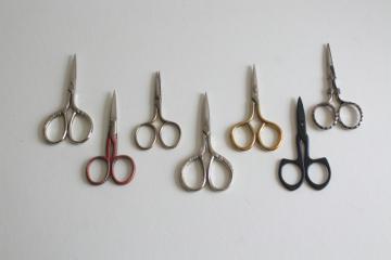 catalog photo of lot of vintage needlework embroidery scissors, collection of tiny scissors