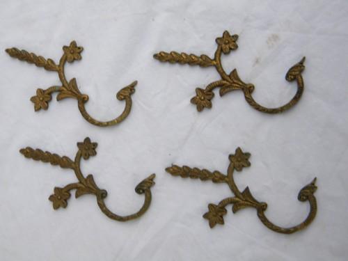 photo of lot of vintage ornate brass chandelier prism arms/parts for restoration #4