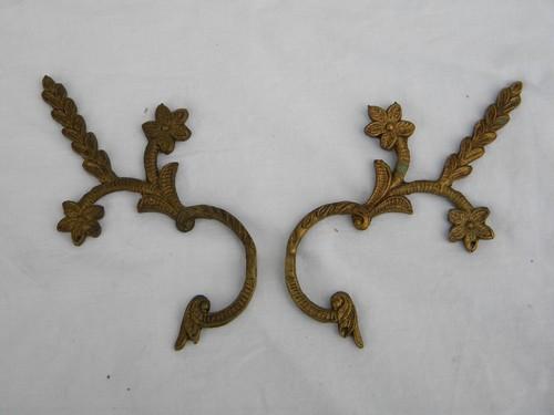 photo of lot of vintage ornate brass chandelier prism arms/parts for restoration #5