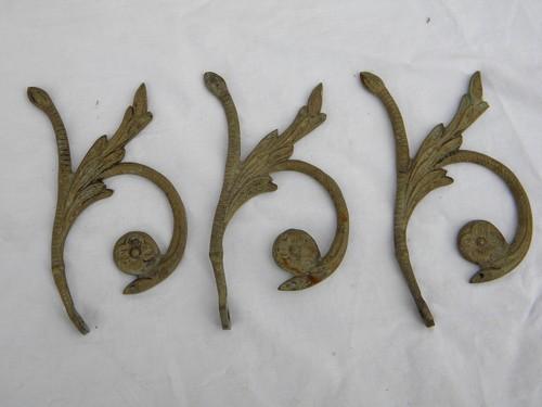 photo of lot of vintage ornate brass chandelier prism arms/parts for restoration #6