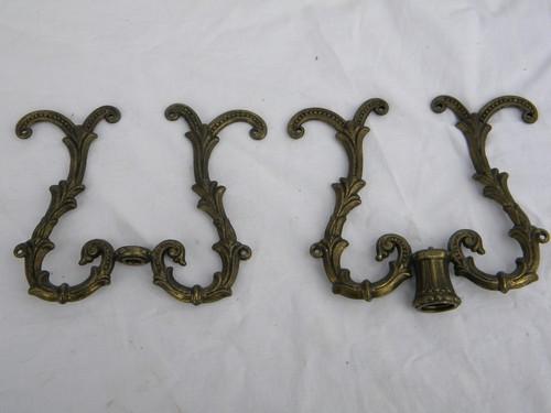 photo of lot of vintage ornate brass chandelier prism arms/parts for restoration #8