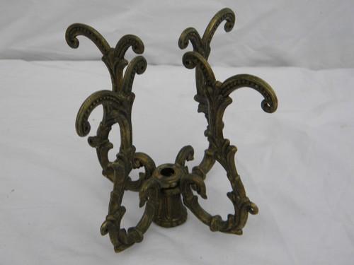 photo of lot of vintage ornate brass chandelier prism arms/parts for restoration #9