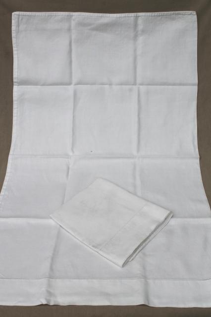 photo of lot of vintage pure linen pillowcases, plain simple white linen fabric bed linens #2