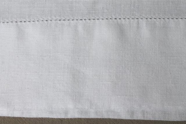 photo of lot of vintage pure linen pillowcases, plain simple white linen fabric bed linens #5