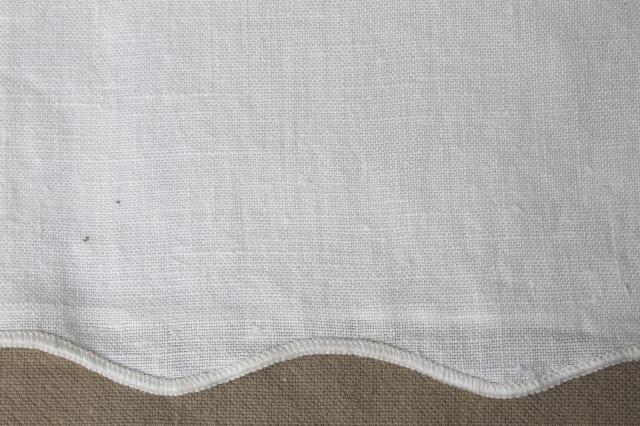 photo of lot of vintage pure linen pillowcases, plain simple white linen fabric bed linens #8