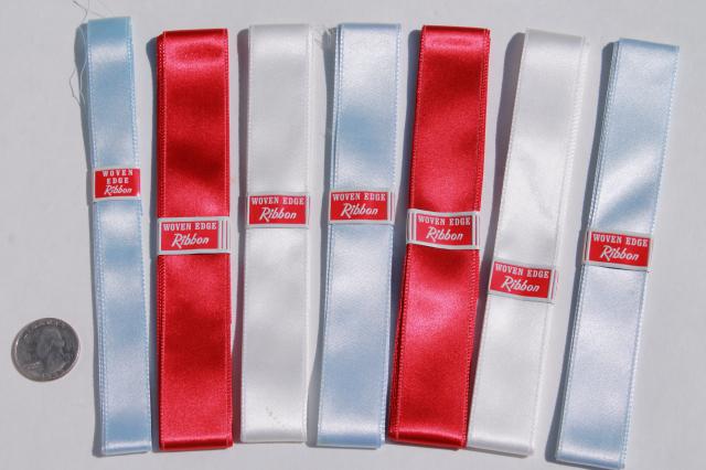 photo of lot of vintage ribbons, woven edge satin ribbon, new old stock sewing notions trims #5