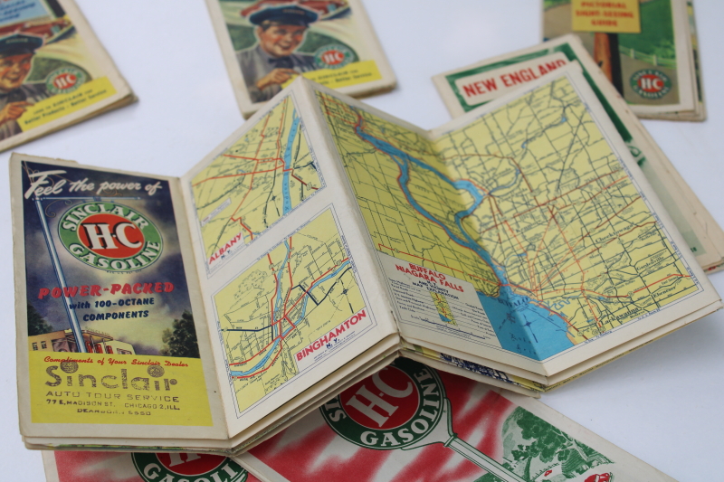 photo of lot of vintage road maps state highways all Sinclair Oil advertising most 1950s #6