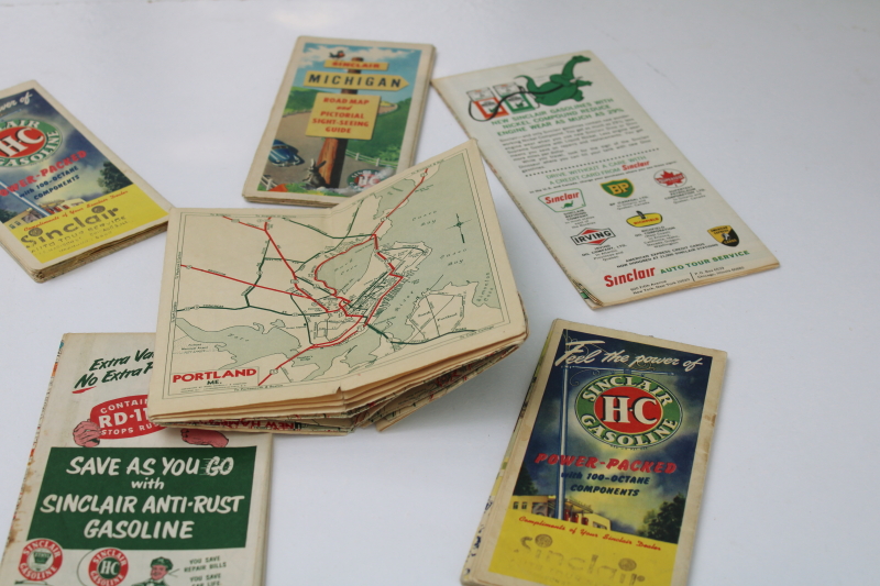 photo of lot of vintage road maps state highways all Sinclair Oil advertising most 1950s #8