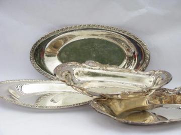 catalog photo of lot of vintage silver plate oval bread trays, Oneida and Gorham