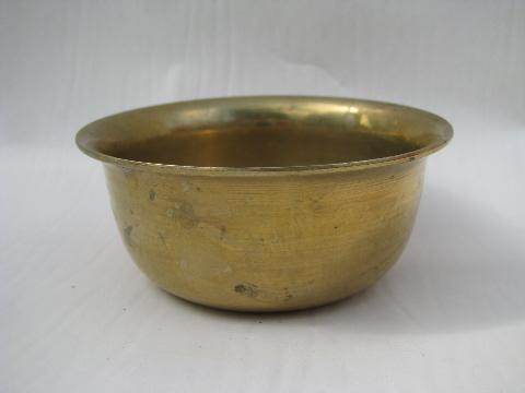 photo of lot of vintage solid brass bowls for old weighing scale #2