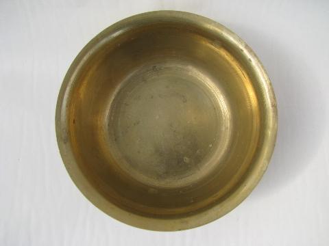 photo of lot of vintage solid brass bowls for old weighing scale #3