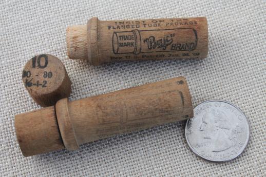 photo of lot of vintage wood needle cases w/ old antique sewing machine needles #4