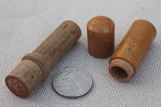 photo of lot of vintage wood needle cases w/ old antique sewing machine needles #9