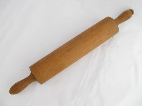 photo of lot of wood rolling pins & pastry pin from old farm kitchen, vintage kitchenware #3