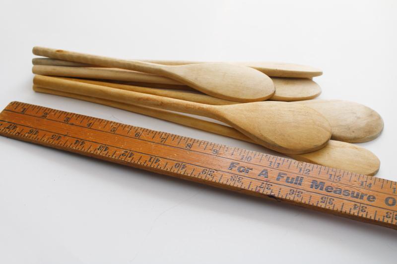 photo of lot of wooden spoons, old wood spoon collection, rustic vintage kitchen ware #4