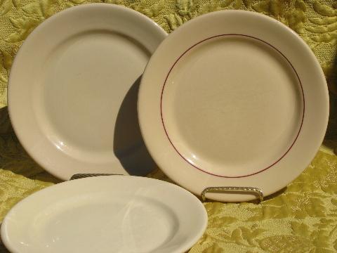 photo of lot old adobe tan restaurant china plates, assorted vintage patterns #4