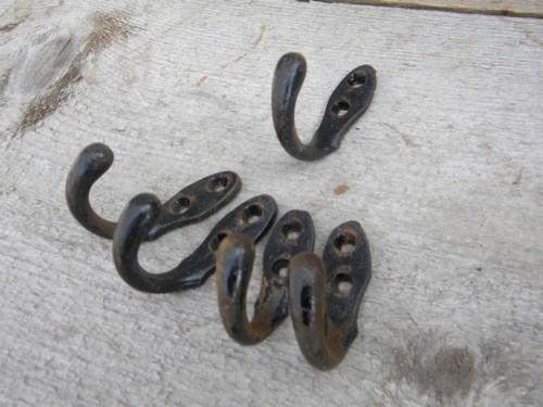 photo of lot old antique cast iron architectural coat rack hooks old black paint #1