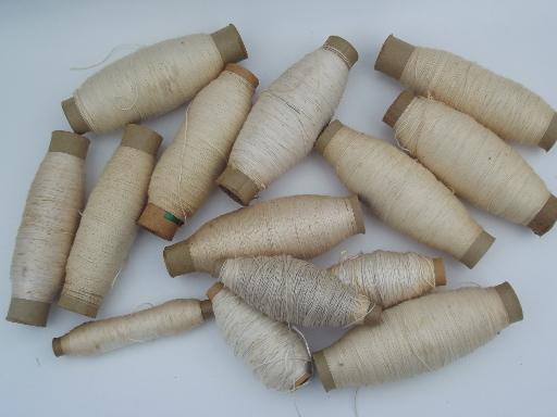 photo of lot old antique vintage cotton and linen thread for weaving, embroidery, lace making #5