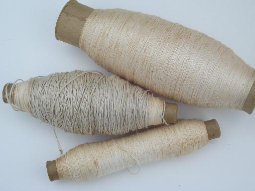 photo of lot old antique vintage cotton and linen thread for weaving, embroidery, lace making #6